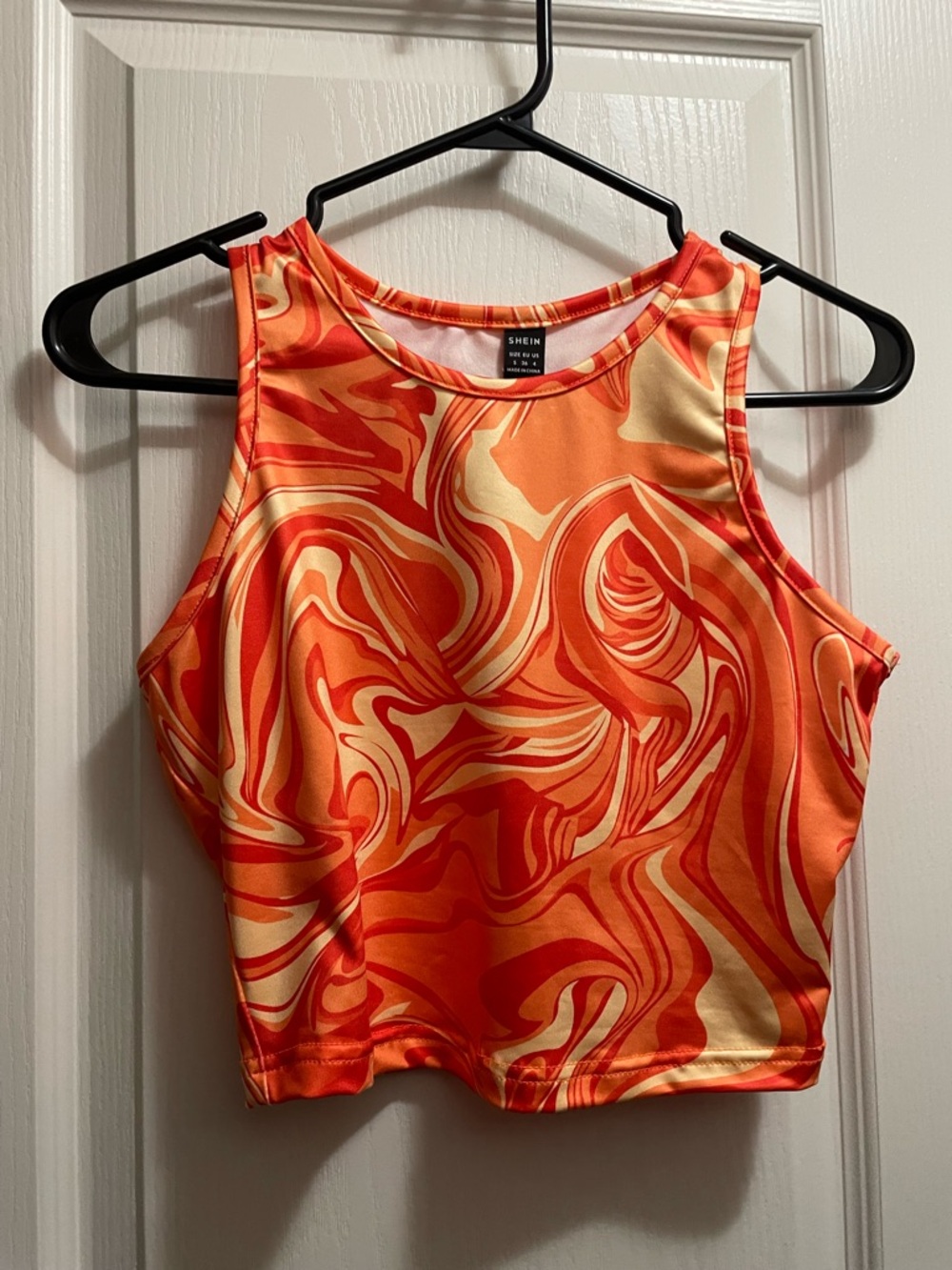 SHEIN Orange and Cream Swirl Crop Tank